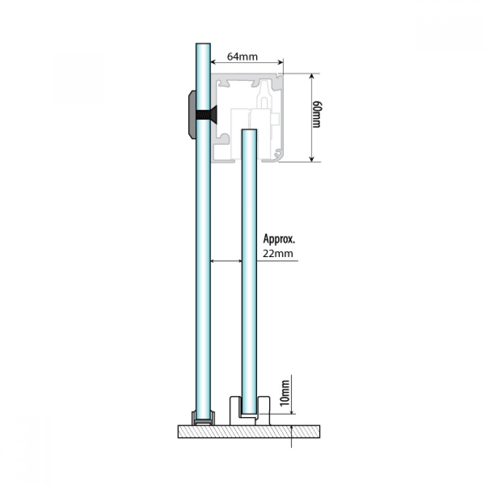 Brisa 180H Soft Close Sliding Door Kit 10mm - Alum