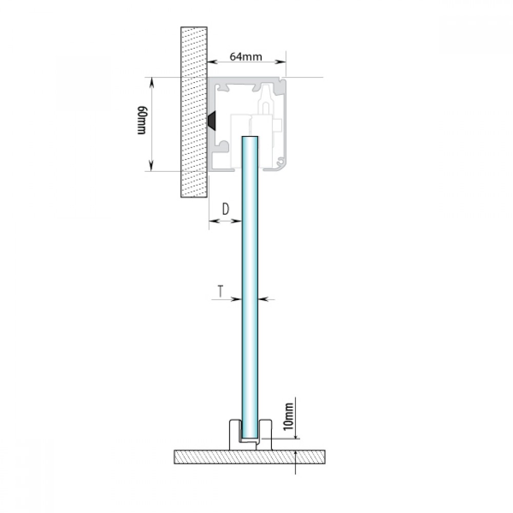 Brisa 180H Soft Close Sliding Door Kit 10mm - Alum