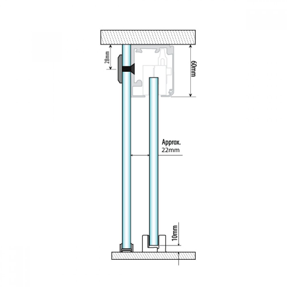 Brisa 180H Soft Close Sliding Door Kit 10mm - Alum