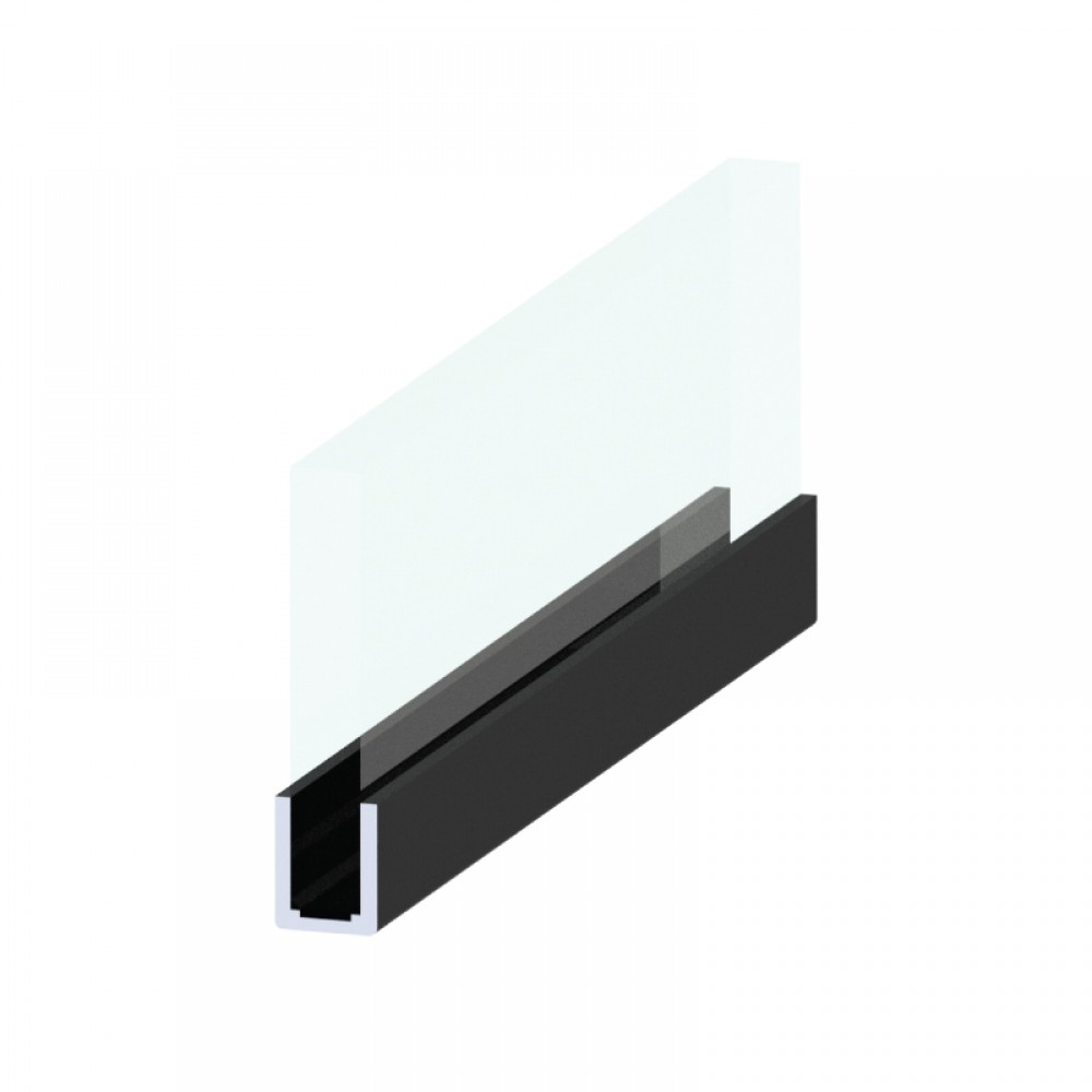 Loft Style Door Perimiter U Profile - 8mm Glass - Black