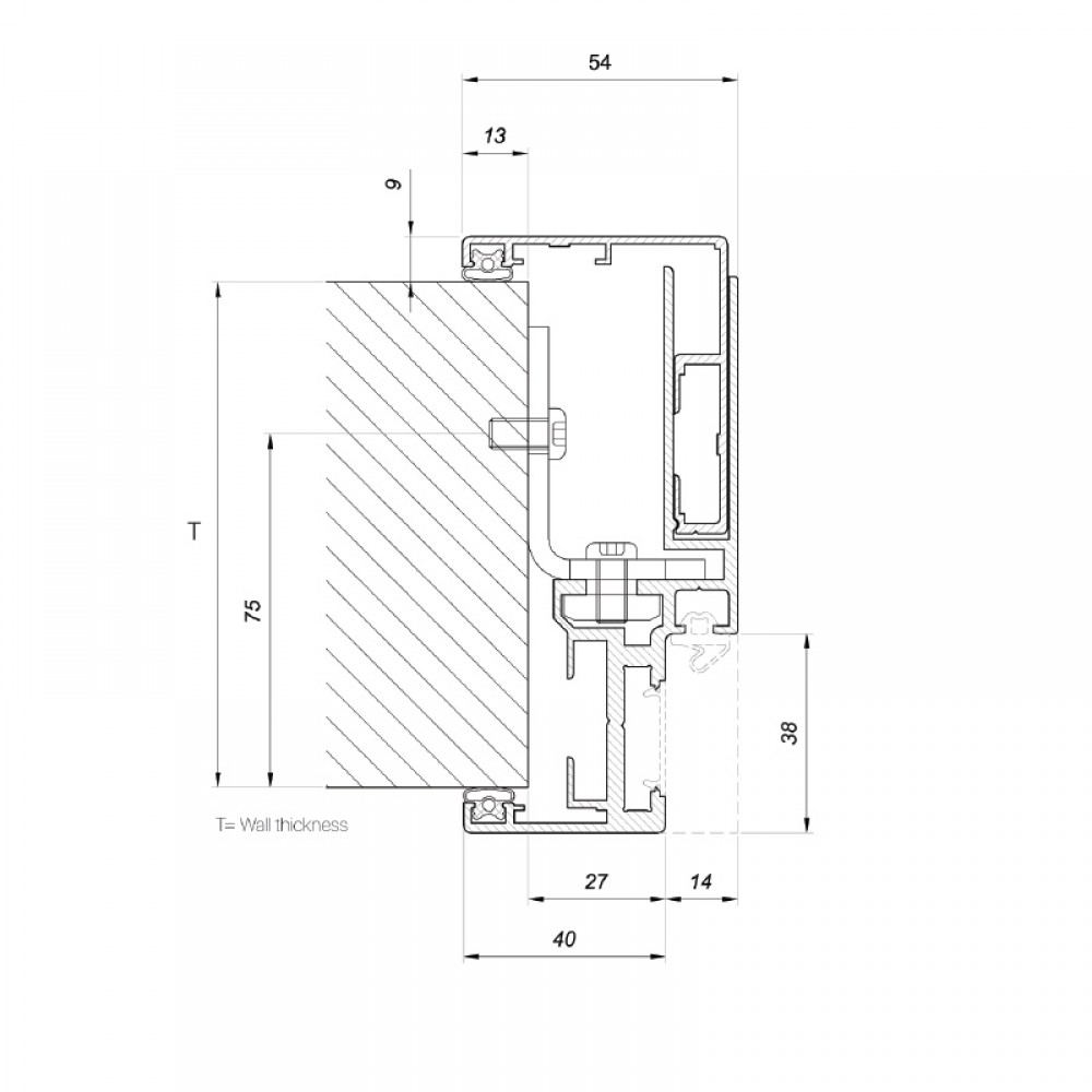 100 - 130mm Stud To Glass Door Frame - Anodised