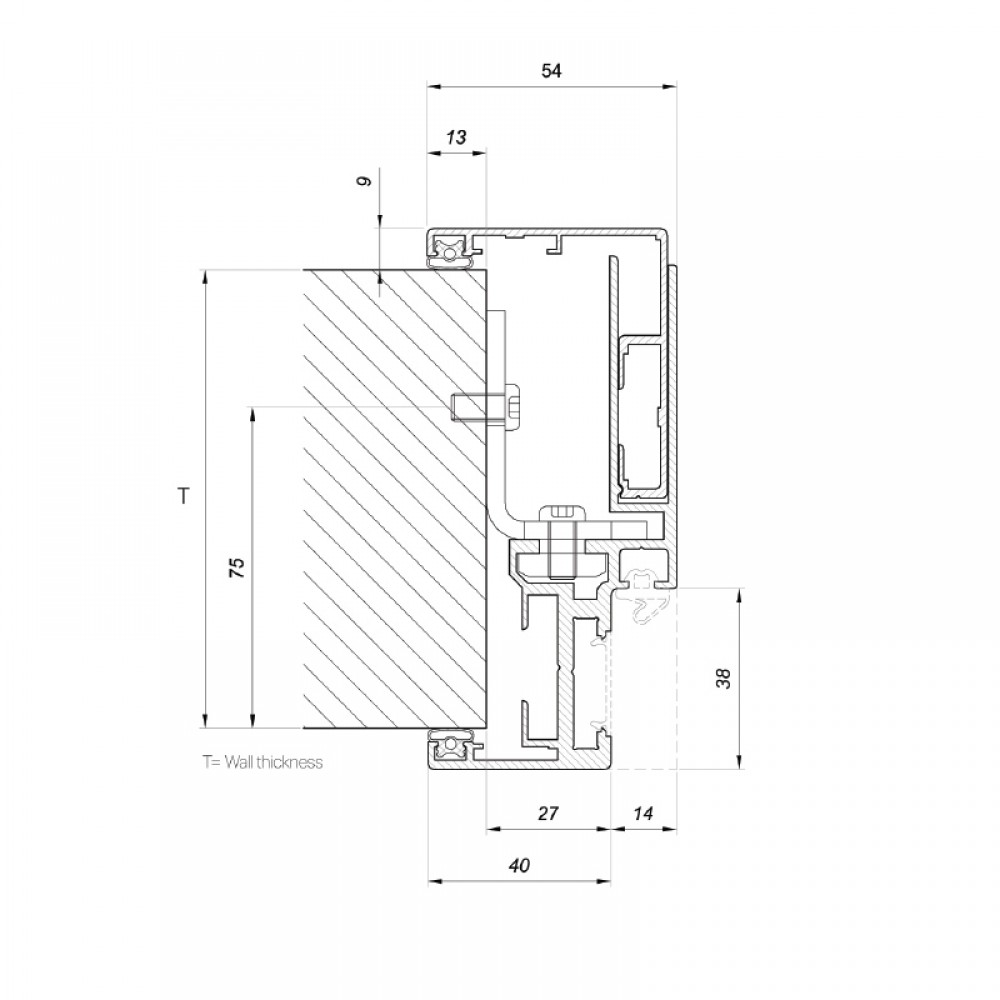 130 - 160mm Stud To Glass Door Frame - Anodised