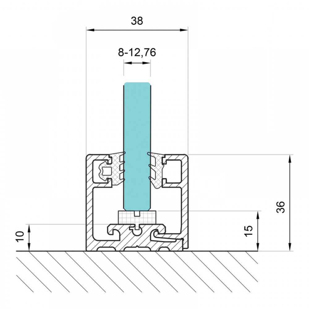 36 x 38mm Base Profile & Cover  - Anodised