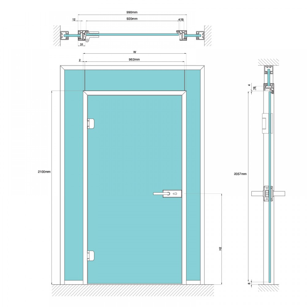 Dynamik 920mm X 2057mm Pre Cut Door Kit - Grey Anodised