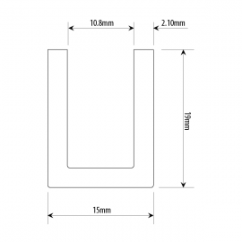 15mm Satin Brass U Channel - 10mm Thick Glass