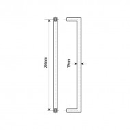 200mm Door Handle 19mm Square Tube  Matt Black