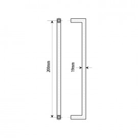 200mm Door Handle 19mm Square Tube  Matt Black