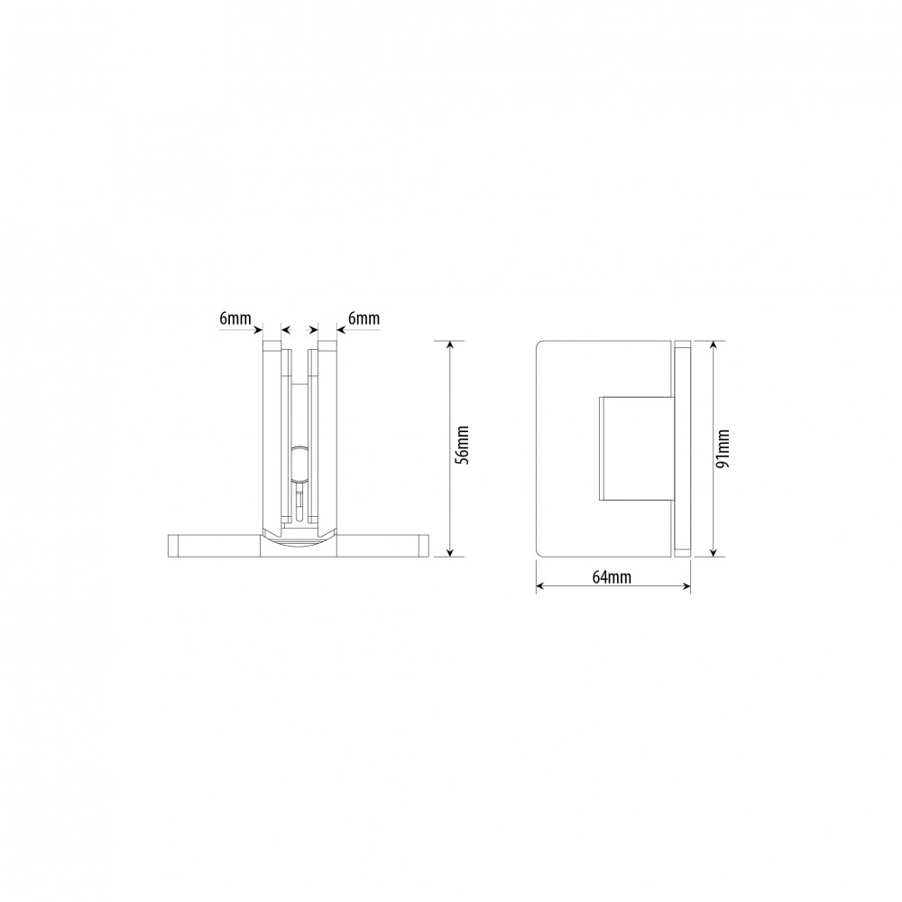 Amazon Range Wall To Glass Shower Hinge - Brushed Nickel