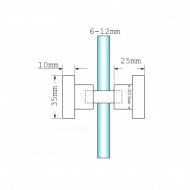 35mm x 25mm Square Shower Door Knob - Polished Chrome