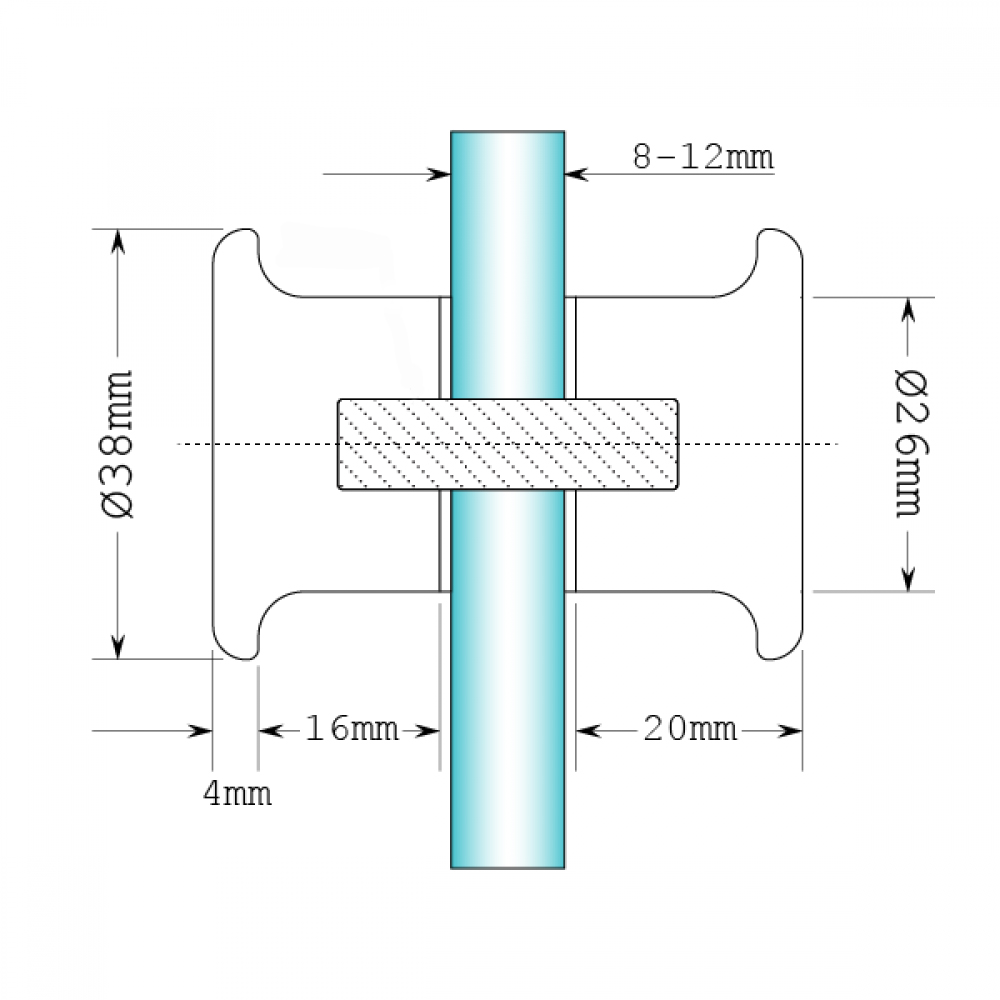 38mm x 20mm Shower Door Knob - Satin Chrome