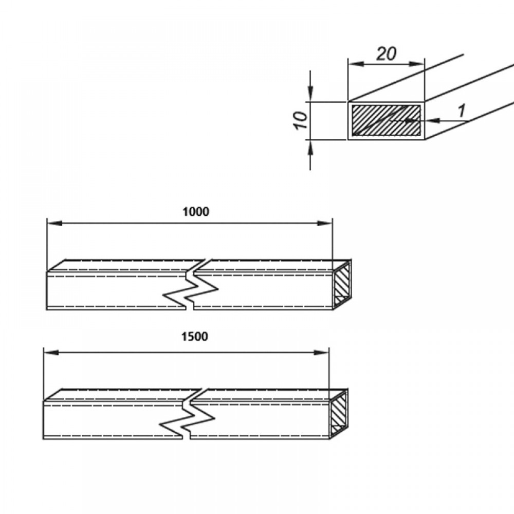 Loft Style 1000mm Support Bar (Bar Only)