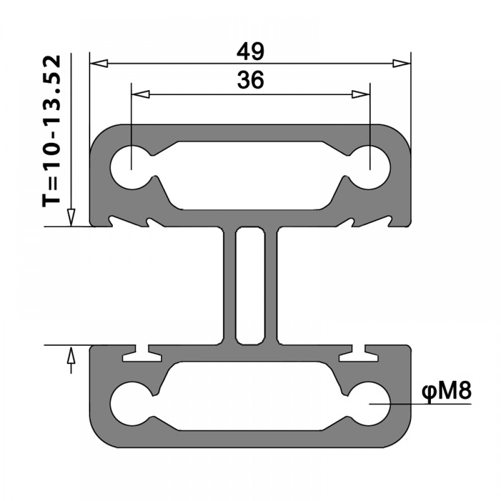 Top Mounted EaziRail Centre Post - 1100mm - Anodised