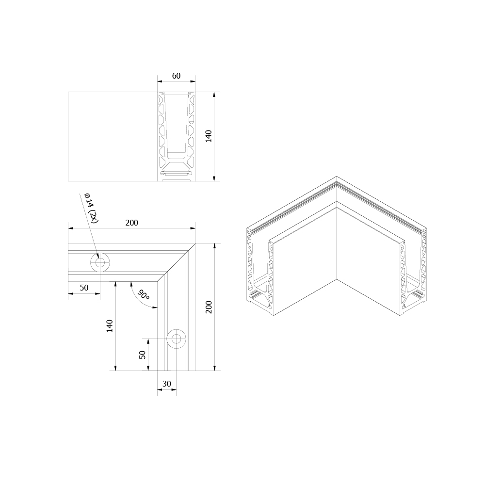 On Level 6020 90 Degree Corner - Internal / External