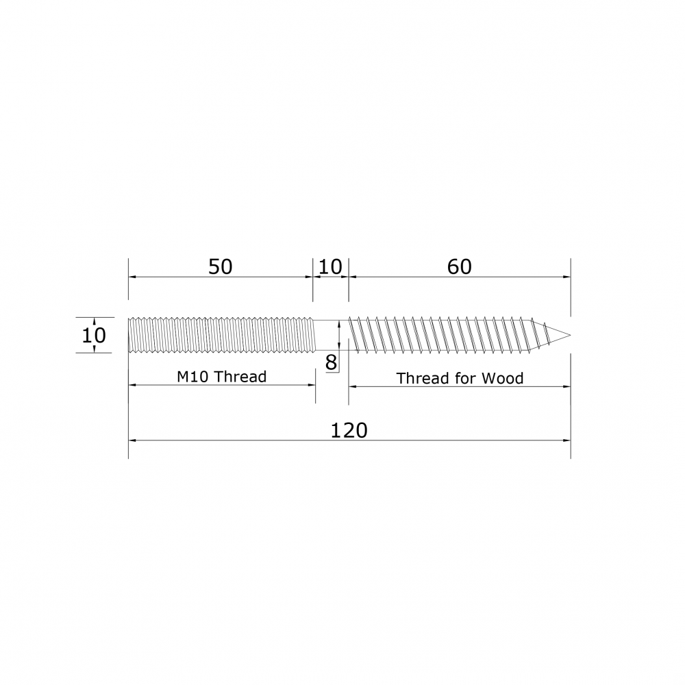 50mm Point Fixture With 120mm Wood Screw - 304SSS