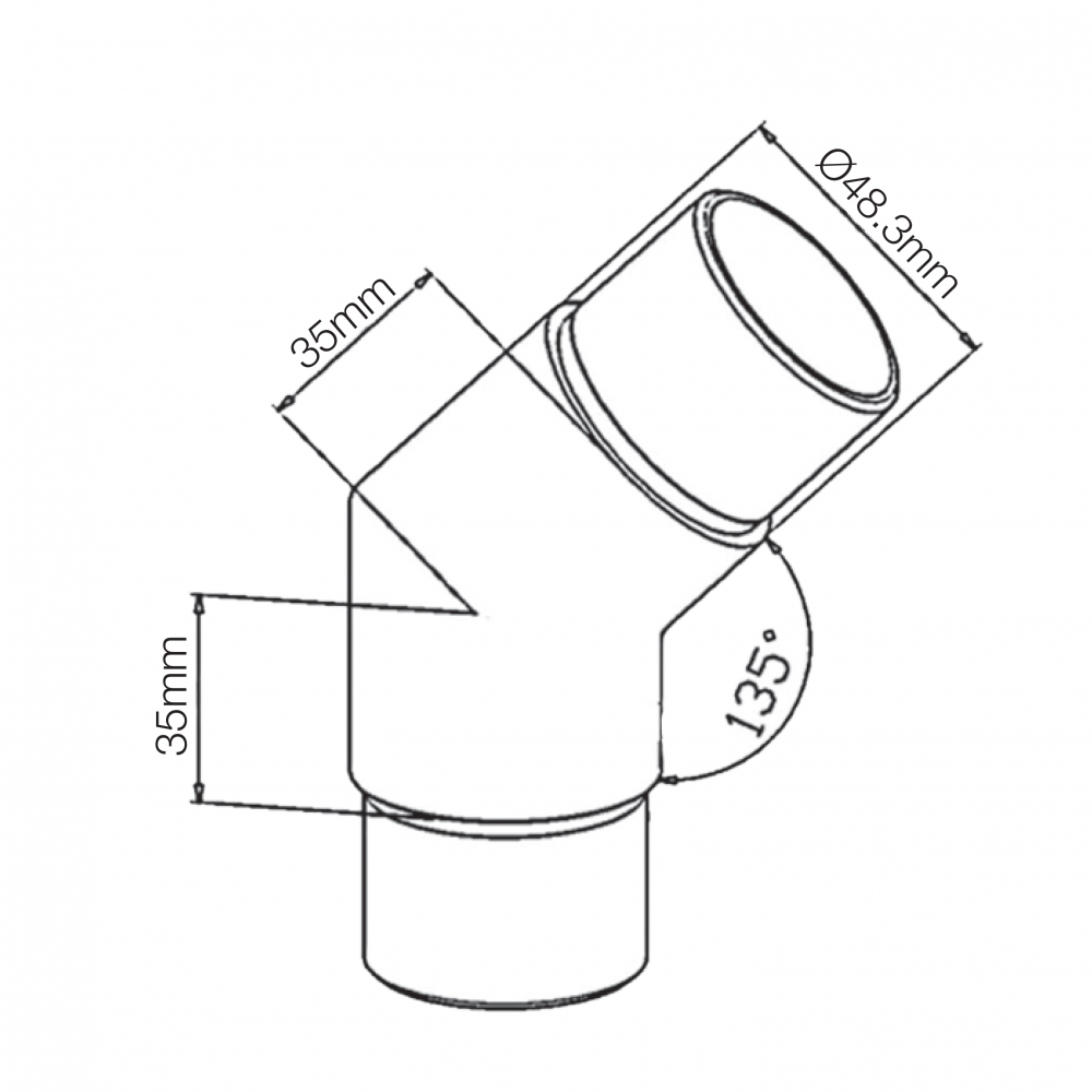 Handrail 135° Connector for Tube - 48.3mm - 2.0mm - 316SS