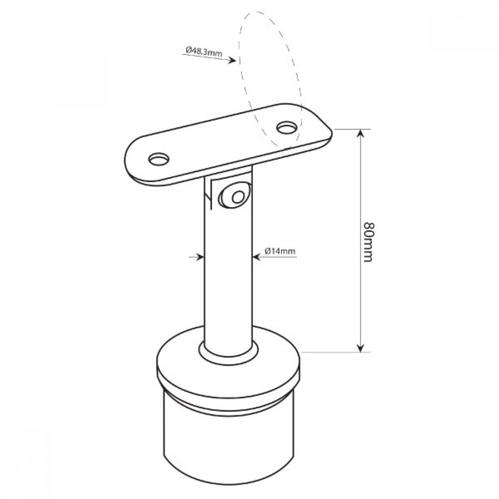 Adjustable Handrail Bracket for Tube 48.3mm x 2.0mm