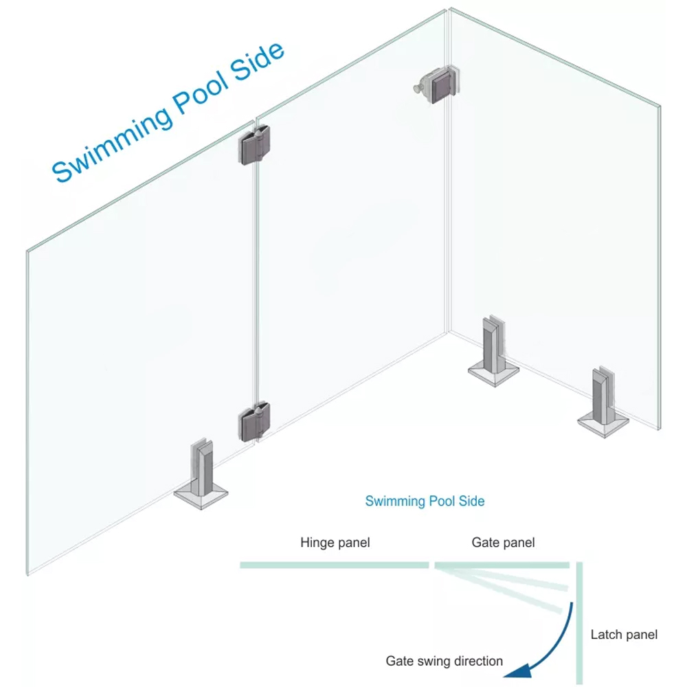 Glass To Wall Latch Bracket - Satin Stainless