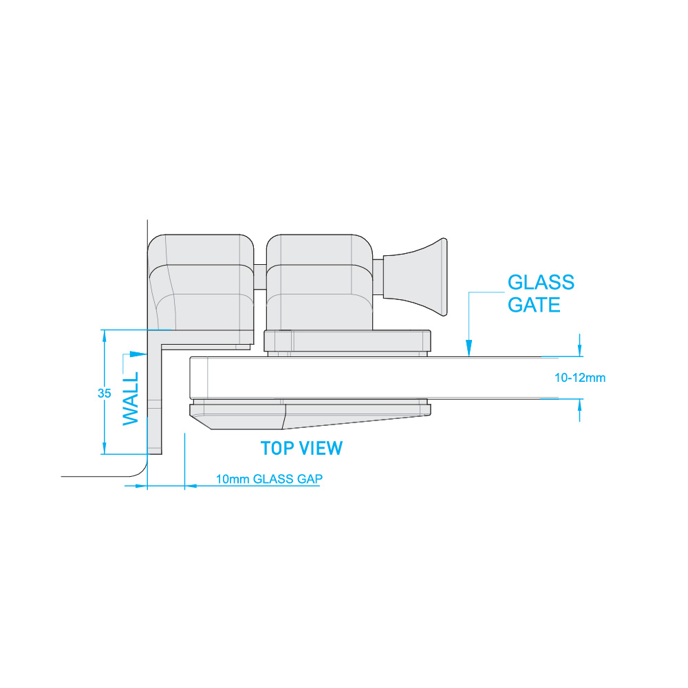 Glass To Wall Latch Bracket - Satin Stainless