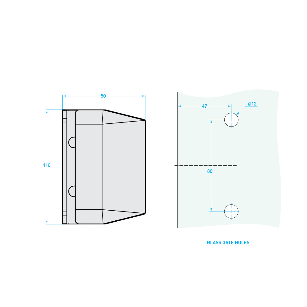 Glass To Wall Latch Bracket - Satin Stainless