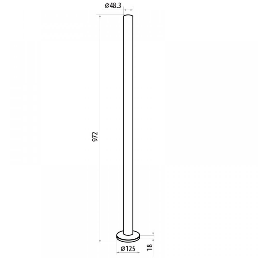 972mm Non Drilled (Blank) Balustrade Post Excl. Glass Clamps