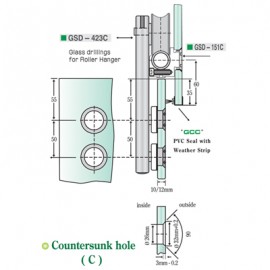 Satin Stainless Steel Roller Hanger- Countersunk Type