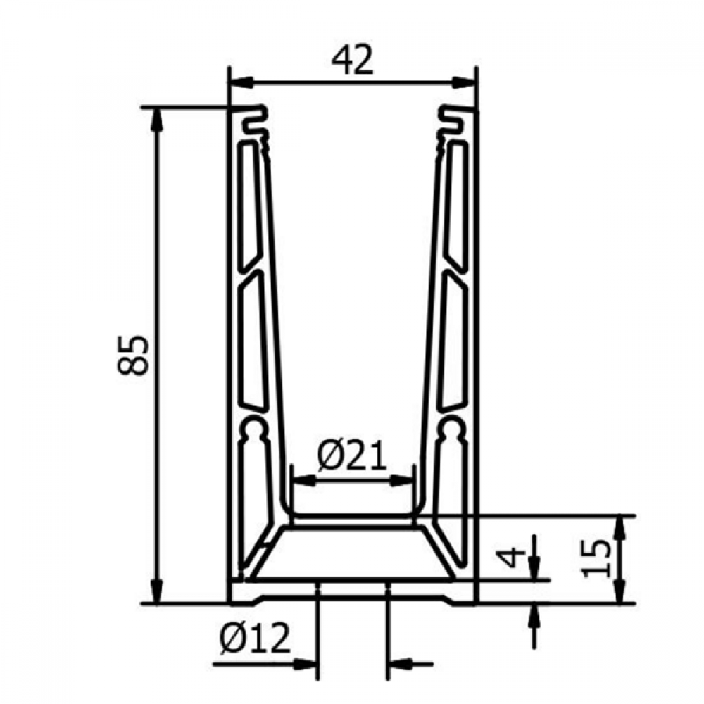 OnLevel 6500 Top Mount Parapet Wall Profile - Anodised Alum.