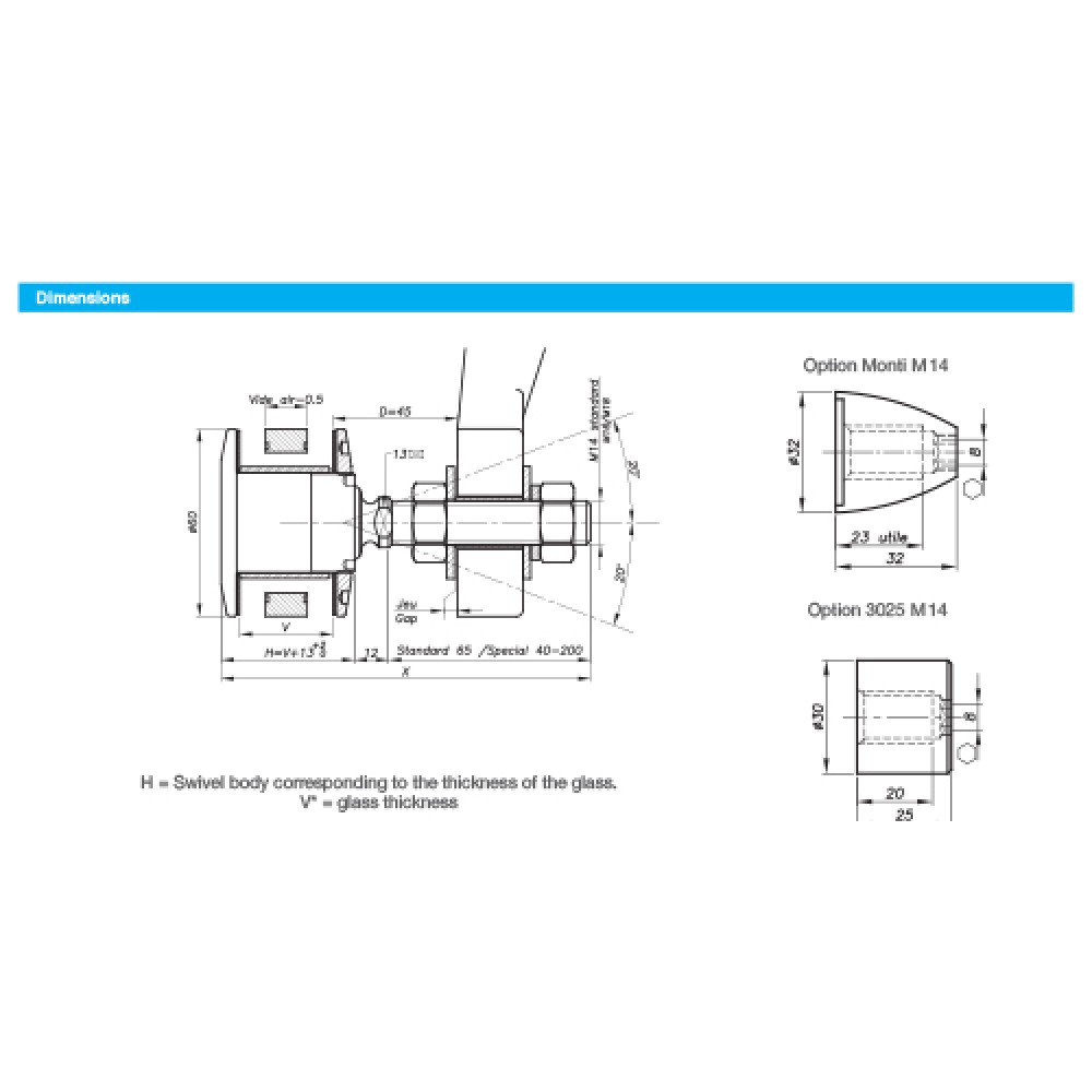 Flat Head UV Articulated Bolt For Variable Thickness Glass