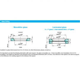 Countersunk Fixed Bolt For 22 - 26mm Thick Glass