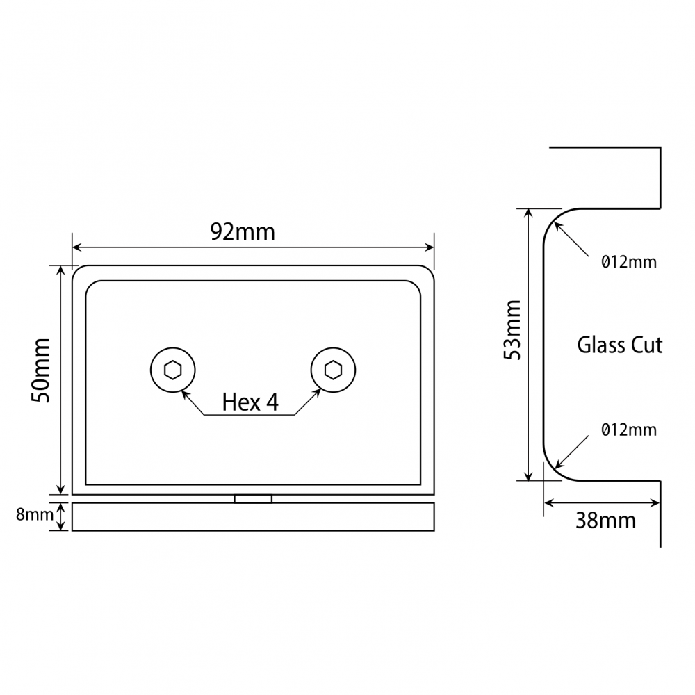 Shower Pivot Hinge - 8mm to 10mm Glass - Polished Chrome