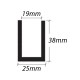 Dry Glazing U Channel 38x25x19 Groove Brushed Satin Anodised