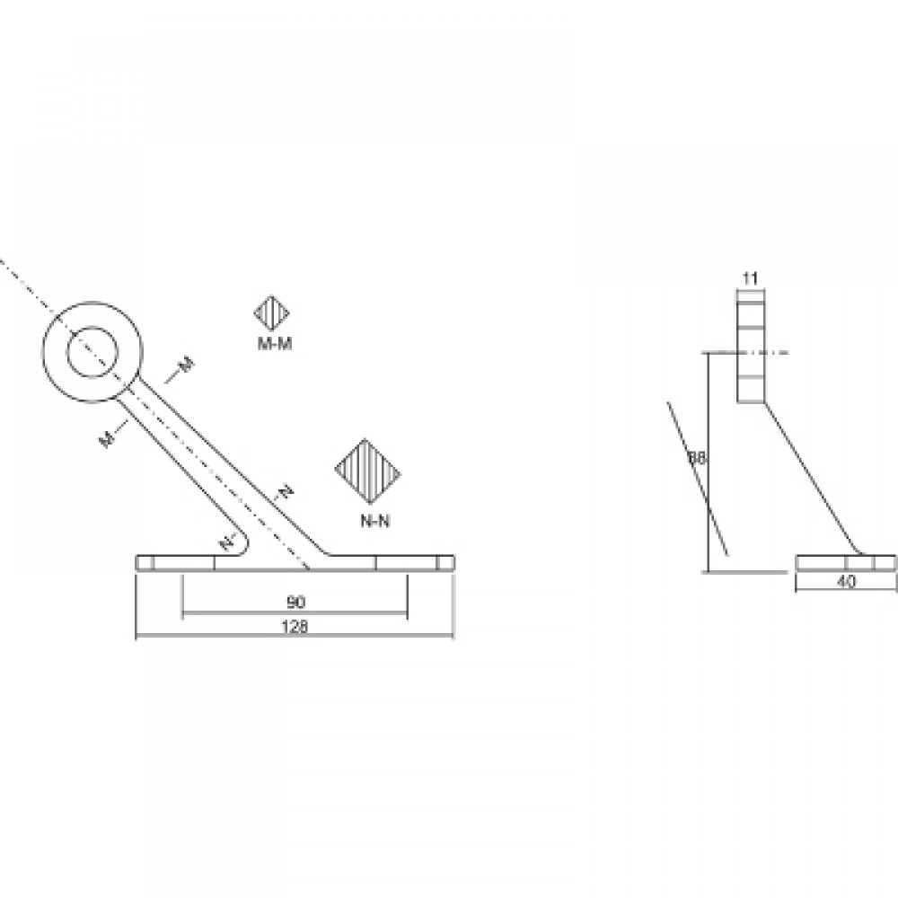 304 SS One Way Spider Bracket - Left - Includes Glass Bolt